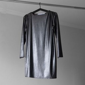 & Other Stories Long Sleeve Silver Mini Dress